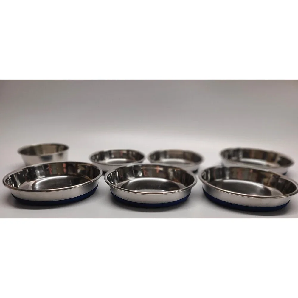 Set of 7 - Stainless Steel Pet Bowl Food Dishes 16 oz and 12 oz Cat Dog